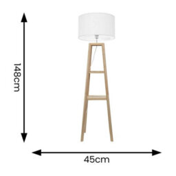 Valuelights Wakefield Two Storage Shelf Wooden Floor Lamp With White Fabric Shade - thumbnail 8