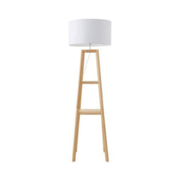 Valuelights Wakefield Two Storage Shelf Wooden Floor Lamp With White Fabric Shade - thumbnail 6