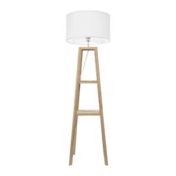 Valuelights Wakefield Two Storage Shelf Wooden Floor Lamp With White Fabric Shade - thumbnail 2