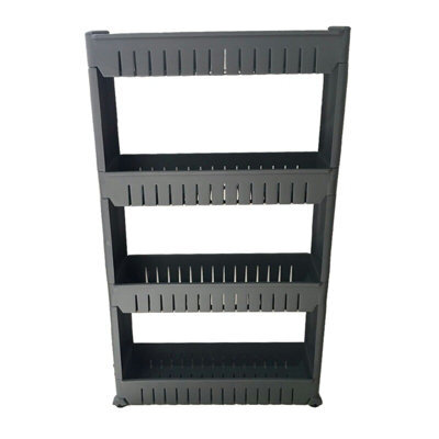 Hygrad Built to Survive Slim Slide Out Kitchen Trolley Rack Holder Storage Shelf Organiser Moving Wall Cabinets Tower Holder Rack On Wheels 4 Tier - Grey