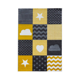 Bravich Yellow And Grey Checked Rug - Kids - 160X230Cm - thumbnail 2