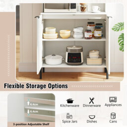GAINOOM Gaioom Kitchen White Pantry Cabinet 164Cm Kitchen Storage Hutch Freestanding Buffet Sideboard W/ Power Outlets & Wine Racks - thumbnail 8