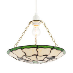 Happy Homewares Traditional Butterfly Tiffany Glass Green Pendant Lighting Shade - thumbnail 2