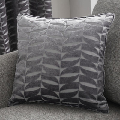 Curtina Kendal Charcoal Retro Geo Jacquard Woven Filled Cushion - image 1