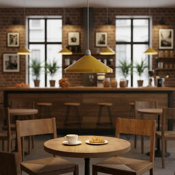 Retro Metal Cone Yellow Lampshade 33.5Cm Easy Fit Pendant Light For Kitchen, Living Room, Bedroom Or Cafe Decor - thumbnail 8