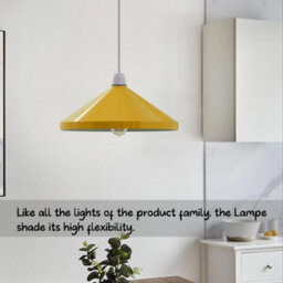 Retro Metal Cone Yellow Lampshade 33.5Cm Easy Fit Pendant Light For Kitchen, Living Room, Bedroom Or Cafe Decor - thumbnail 3