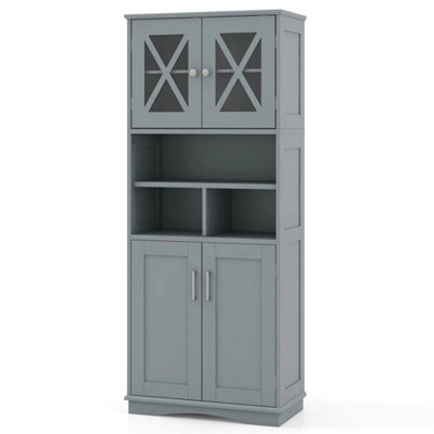 Floor Cabinet Large Tall Bathroom Storage Cabinet With Acrylic Doors 3 Cubes - image 1