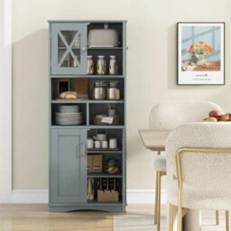 Floor Cabinet Large Tall Bathroom Storage Cabinet With Acrylic Doors 3 Cubes - thumbnail 6