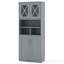 Floor Cabinet Large Tall Bathroom Storage Cabinet With Acrylic Doors 3 Cubes - thumbnail 1