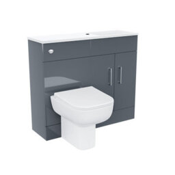 Nes Home 1000mm Freestanding Grey Mdf Slimline Vanity, Basin, Wc Unit & Rimless Btw Toilet - thumbnail 4
