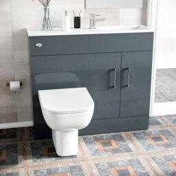 Nes Home 1000mm Freestanding Grey Mdf Slimline Vanity, Basin, Wc Unit & Rimless Btw Toilet - thumbnail 2
