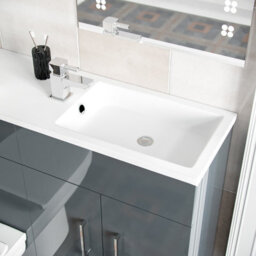 Nes Home 1000mm Freestanding Grey Mdf Slimline Vanity, Basin, Wc Unit & Rimless Btw Toilet - thumbnail 3
