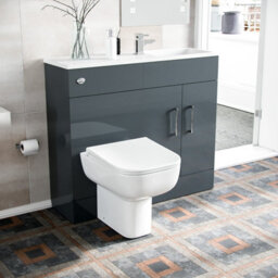Nes Home 1000mm Freestanding Grey Mdf Slimline Vanity, Basin, Wc Unit & Rimless Btw Toilet - thumbnail 1