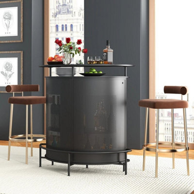 Industrial Bar Table Home Bar Kitchen Countertop Table W/ Storage Shelves - image 1