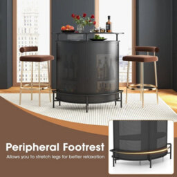 Industrial Bar Table Home Bar Kitchen Countertop Table W/ Storage Shelves - thumbnail 5