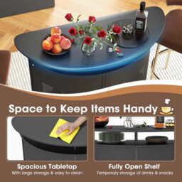 Industrial Bar Table Home Bar Kitchen Countertop Table W/ Storage Shelves - thumbnail 4
