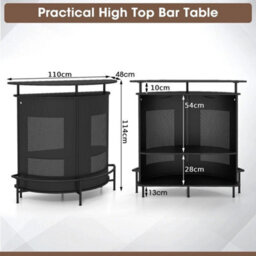 Industrial Bar Table Home Bar Kitchen Countertop Table W/ Storage Shelves - thumbnail 2