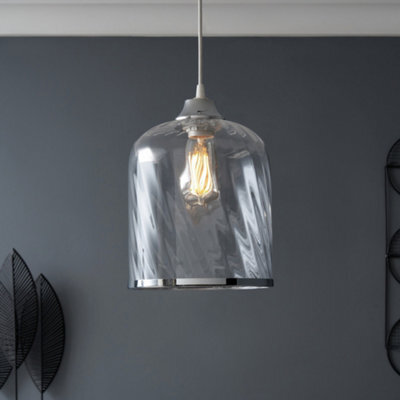 Inlight Velho Polished Clear Nickel Effect Ribbed Cylinder Lamp Shade (D)22.3Cm - image 1