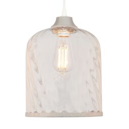 Inlight Velho Polished Clear Nickel Effect Ribbed Cylinder Lamp Shade (D)22.3Cm - thumbnail 2