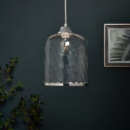 Inlight Velho Polished Clear Nickel Effect Ribbed Cylinder Lamp Shade (D)22.3Cm - thumbnail 7