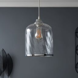 Inlight Velho Polished Clear Nickel Effect Ribbed Cylinder Lamp Shade (D)22.3Cm - thumbnail 9
