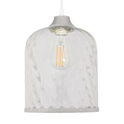 Inlight Velho Polished Clear Nickel Effect Ribbed Cylinder Lamp Shade (D)22.3Cm - thumbnail 3