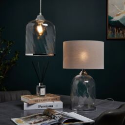 Inlight Velho Polished Clear Nickel Effect Ribbed Cylinder Lamp Shade (D)22.3Cm - thumbnail 4