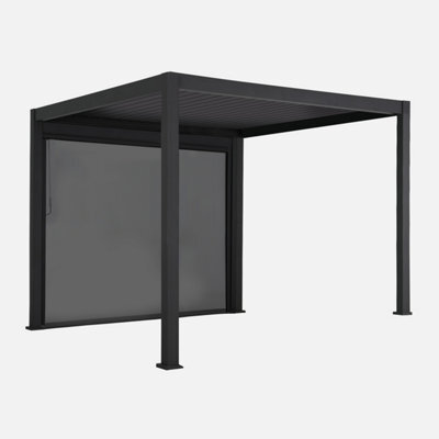Sweeek - Louvered Pergola Aluminium 3 X 3M V2 + 3M Blind Anthracite - Triomphe - image 1
