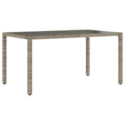 Berkfield Garden Table With Glass Top Grey 150X90X75 Cm Poly Rattan - thumbnail 2