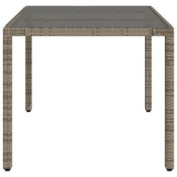 Berkfield Garden Table With Glass Top Grey 150X90X75 Cm Poly Rattan - thumbnail 5
