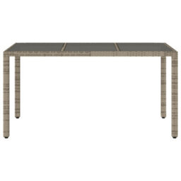 Berkfield Garden Table With Glass Top Grey 150X90X75 Cm Poly Rattan - thumbnail 4