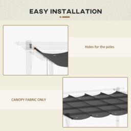 Outsunny Retractable Pergola Cover Replacement Canopy Top Only 84C-372V00Cg - thumbnail 6