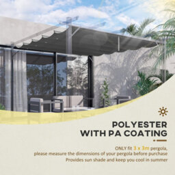 Outsunny Retractable Pergola Cover Replacement Canopy Top Only 84C-372V00Cg - thumbnail 4