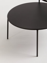 Orsina Layered Round Coffee Table, Metal And Glass Top Coffee Table, Black Coffee Table, Industrial Coffee Table - thumbnail 5