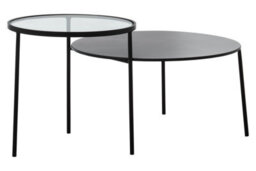 Orsina Layered Round Coffee Table, Metal And Glass Top Coffee Table, Black Coffee Table, Industrial Coffee Table - thumbnail 2