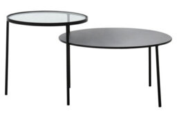 Orsina Layered Round Coffee Table, Metal And Glass Top Coffee Table, Black Coffee Table, Industrial Coffee Table - thumbnail 6