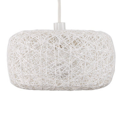 Valuelights Modern Off White Lattice Wicker Rattan Doughnut Ceiling Light Shade (D)28Cm - image 1