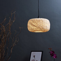 Valuelights Modern Off White Lattice Wicker Rattan Doughnut Ceiling Light Shade (D)28Cm - thumbnail 5