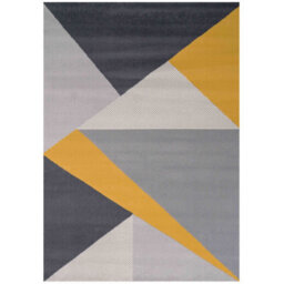Loomed Yellow Ochre Grey Geometric Living Room Rug 120X170Cm - thumbnail 5