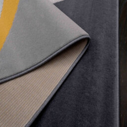 Loomed Yellow Ochre Grey Geometric Living Room Rug 120X170Cm - thumbnail 3