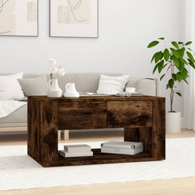 Berkfield Coffee Table Smoked Oak 80X50X40 Cm Engineered Wood - image 1
