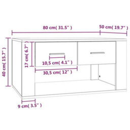Berkfield Coffee Table Smoked Oak 80X50X40 Cm Engineered Wood - thumbnail 9