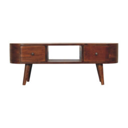Artisan Furniture Solid Wood Chestnut Round Open Media Unit - thumbnail 2