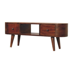 Artisan Furniture Solid Wood Chestnut Round Open Media Unit - thumbnail 4