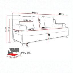 Dover 3 Seater Sofa Bed With Storage Upholstered Back Detachable Cushions 192Cm Brown And Beige - thumbnail 5
