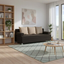 Dover 3 Seater Sofa Bed With Storage Upholstered Back Detachable Cushions 192Cm Brown And Beige - thumbnail 2