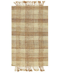 Wyld And Coco Naturaweave Boho Jute Area Rug 80 X 150 Cm Beige With Tassels - Handwoven For Living Room And Bedroom - thumbnail 1