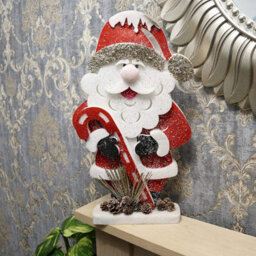 Shatchi Christmas Decoration 72Cm Red Santa Christmas Tabletop Figures Window Holiday Home Xmas Glitter Foam Showpiece Decorations - thumbnail 7