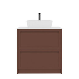 Royal Bathrooms Royal Bathroom Elmore 800mm Terracotta Clay Freestanding Bathroom Vanity Unit 2 Drawer Plain White Worktop With Cube Basin - thumbnail 7