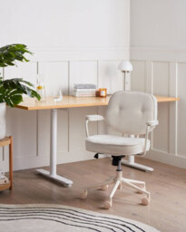 Beliani Desk Chair Paramus Fabric Off-White - thumbnail 2